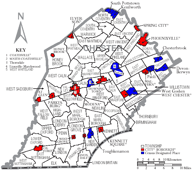 Map Of Chester County Pennsylvania With Municipal And Township Labels   Map Of Chester County Pennsylvania With Municipal And Township Labels 