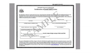 LEAD SAFE CERT SAMPLE Bay Hill Environmental LLC