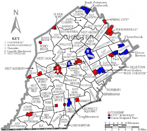 Lead Testing In Chester County PA Bay Hill Environmental   Map Of Chester County Pennsylvania With Municipal And Township Labels 300x267 